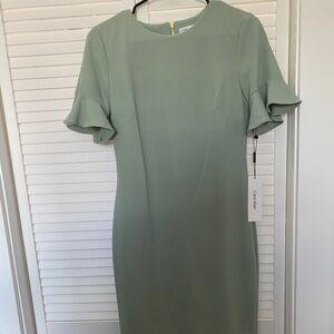 Calvin Klein Jadeite flare sleeveless dress *NEW* with tag